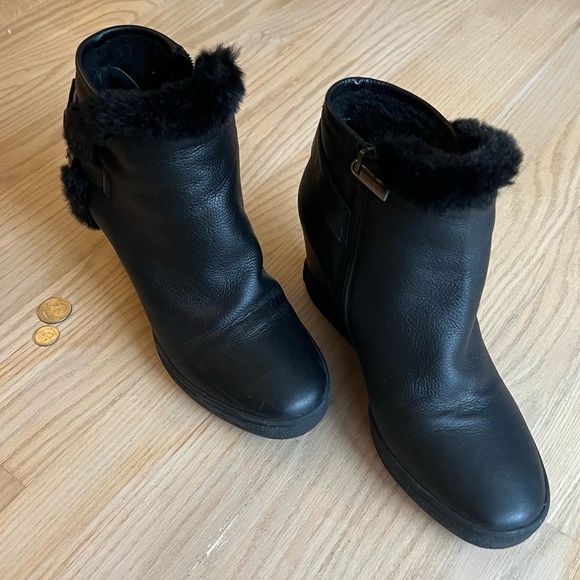 LAST CHANCE❗️Chic Ankle Winter Wedge Boot - Leather & faux shearling - Picture 7 of 8